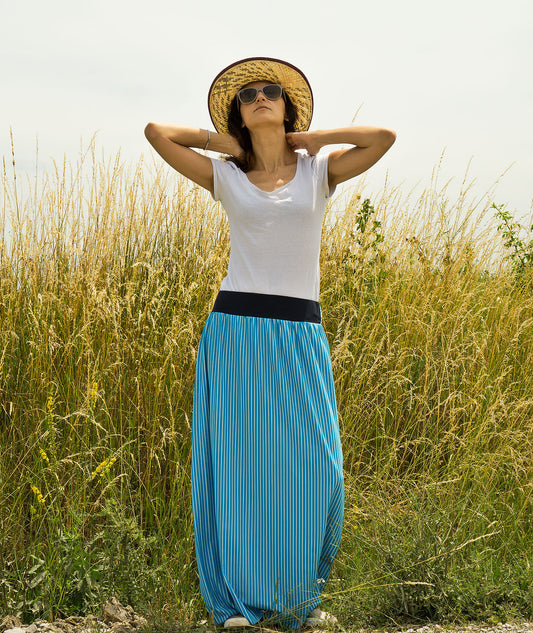 Navy Blue Long Summer Breathable Skirt Bahia