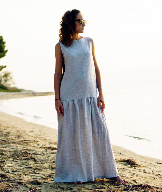 Long Elegant Linen Dress Dune
